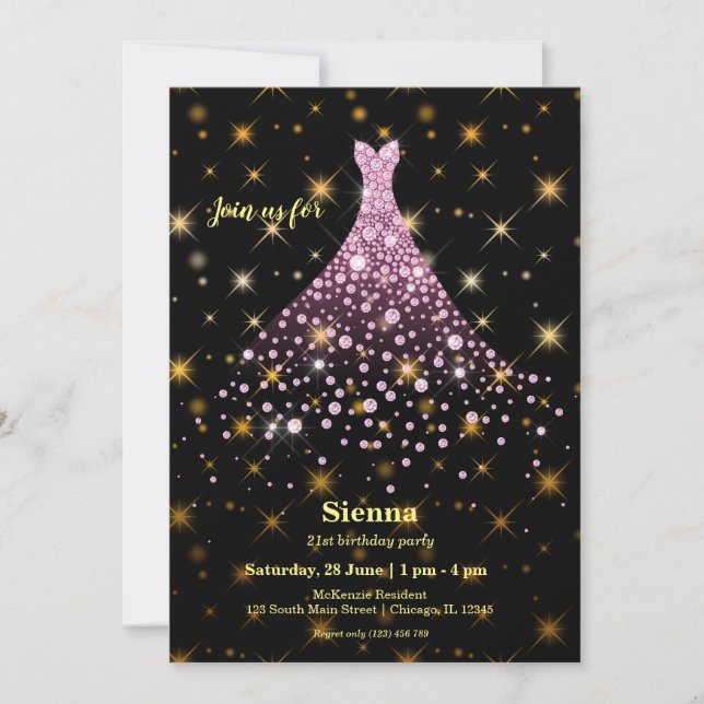 Invitation Robe scintillante en diamant (Devant)