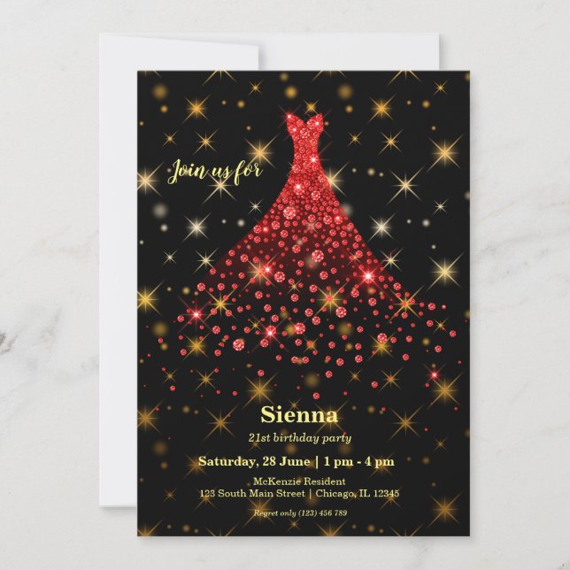 Invitation Robe scintillante en diamant (Devant)