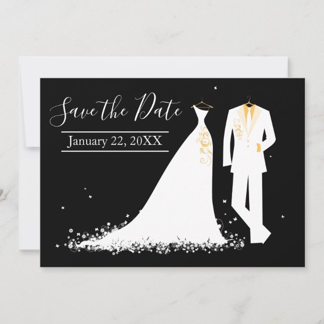 Invitation Robe & Smoking - Sauvegarder la date avec photo (Devant)