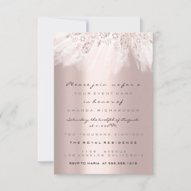 Invitation Robe Spark Rose Gold  Mariage Fête de mariage Gris (Devant)