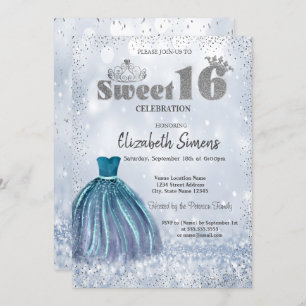 Invitation Robe, Tiara Confetti Princess Bokeh Sweet 16