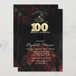 Invitation Robe, Tiara, Roses rouges 100e anniversaire