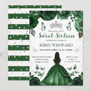 Invitation Robe verte de chasseuse Princesse à peau foncée Sw