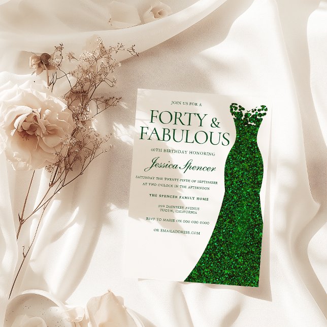 Invitation Robe verte Emerald Forty & Fabuleux 40e anniversai (Créateur téléchargé)