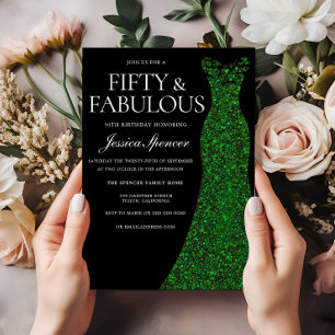 Invitation Robe verte émeraude Fifty Fab Black 50e anniversai
