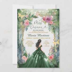 Invitation Robe verte émeraude Fille de la forêt magique Mis