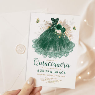 Invitation Robe verte Emeraude Quinceañera Mis Quince 15 Años