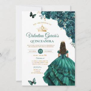 Invitation Robe verte Emerland Quinceañera 15 Ans Or