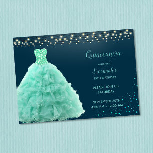 Invitation Robe verte mousse de mer Pretty sous les lumières