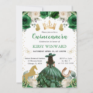 Invitation Robe verte princesse occidentale Quinceanera