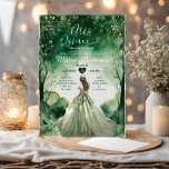 Invitation Robe verte Sage Emerald Forest Girl Mis Quince<br><div class="desc">Robe verte Sage Emerald Forest Girl Mis Quince Invitation Quinceanera 15 Anos,  16e anniversaire</div>