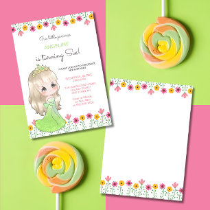 Invitation Robe verte Whimsical Princesse Floral Anniversaire