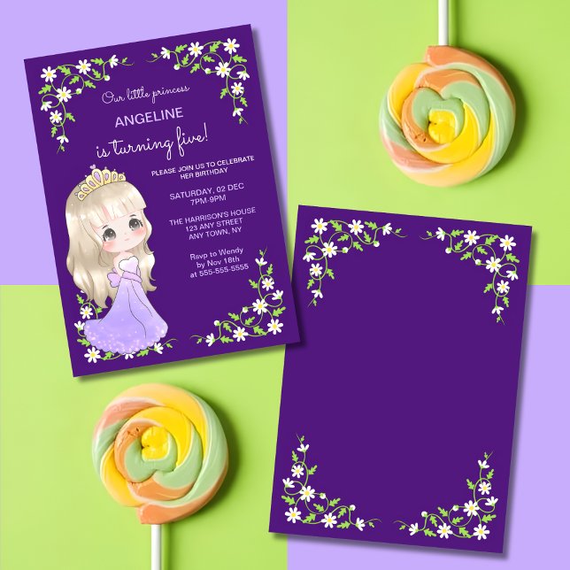 Invitation Robe violette blanc princesse Floral Anniversaire (Créateur téléchargé)