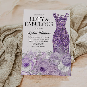 Invitation Robe violette Floral Cinquante et fabuleux 50e ann