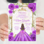 Invitation Robe violette & Rose Charra Mexicaine XV Anos<br><div class="desc">Robe violette & Rose Charra Mexican XV Anos Invitation Mis Quince Anos,  15e anniversaire, </div>