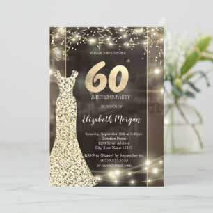Invitation Robes à Paillettes Guirlandes Lumineuses 60e Anniv
