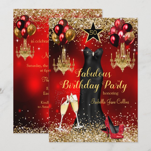 Invitation Robes à talons étoile de célébration d'anniversair (Devant / Derrière)