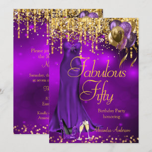 Invitation Robes à talons hauts violets dorés Fabulous 50 Par
