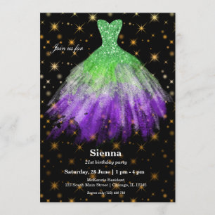 Invitation Robes aquarelles pailletées