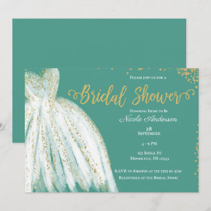 Invitation Robes blanches et paillettes dorées Fête de douche
