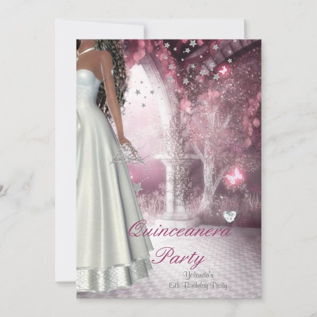 Invitation Robes blanches pour fête de 15 ans de Quinceanera (Devant)