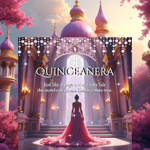 Invitation Robes Château Fête des 15 Ans Quinceanera Rose Vio