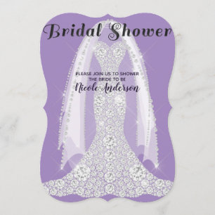 Invitation Robes de Diamant Violet Foncé Glamour Shower de Ma