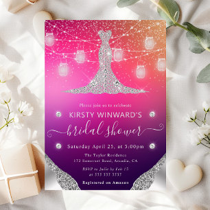 Invitation Robes de diamants et bocaux Mason Glam Shower de m