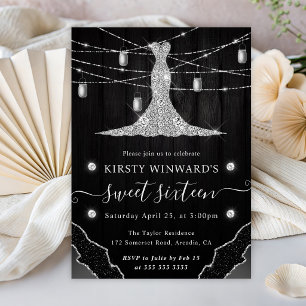 Invitation Robes de diamants et pots Mason Rustique Douze ans