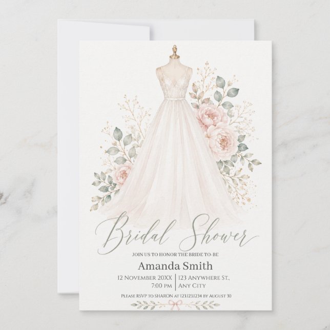 Invitation Robes de mariée élégantes Baby shower (Devant)