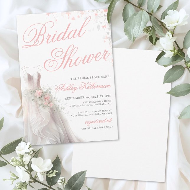 Invitation Robes de Mariée Élégantes Réception de Mariage (Elegant Wedding Dress Bridal Shower Invitation)