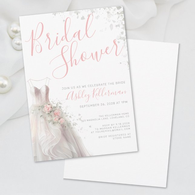 Invitation Robes de Mariée Élégantes Réception de Mariage (Elegant Wedding Dress Bridal Shower Invitation)