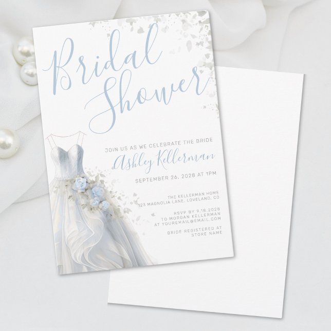Invitation Robes de Mariée Élégantes Réception de Mariage (Elegant Wedding Dress Bridal Shower Invitation)