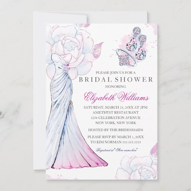 Invitation Robes de mariée en cristal scintillant rose pour l (Devant)