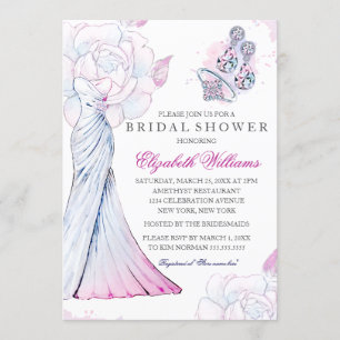 Invitation Robes de mariée en cristal scintillant rose pour l