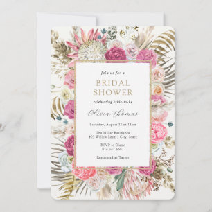 Invitation Robes de mariée Floral Bohème Rose
