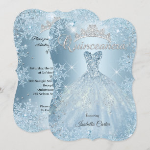 Invitation Robes de Quinceanera 15 ans bleu glacé hiver merve