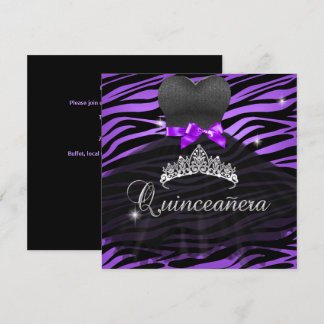 Invitation Robes de Quinceanera 15 ans Tiare Violette Zèbre