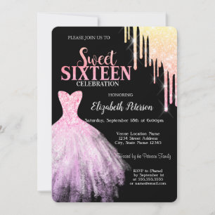Invitation Robes de soirée à paillettes chic,robe rose noire