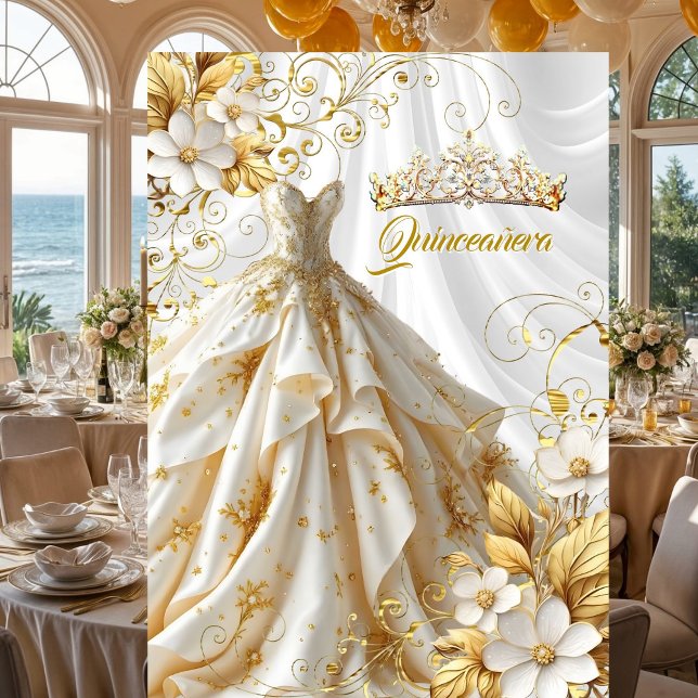 Invitation Robes de soirée or pour une fête de 15 ans pour Qu (Créateur téléchargé)