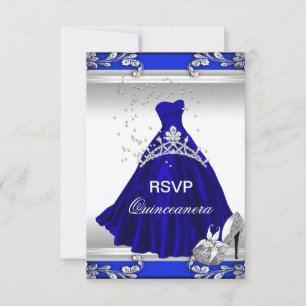 Invitation Robes de soirée RSVP Quinceanera 15 ans Fête Bleu