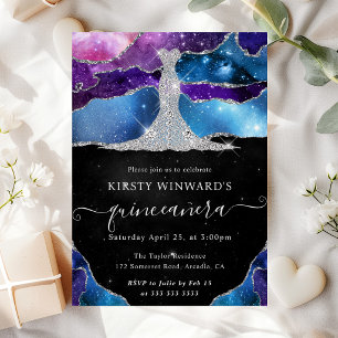 Invitation Robes Diamant et Galaxie Agate Quinceanera