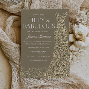 Invitation Robes dorées pour les 50 ans d'une femme