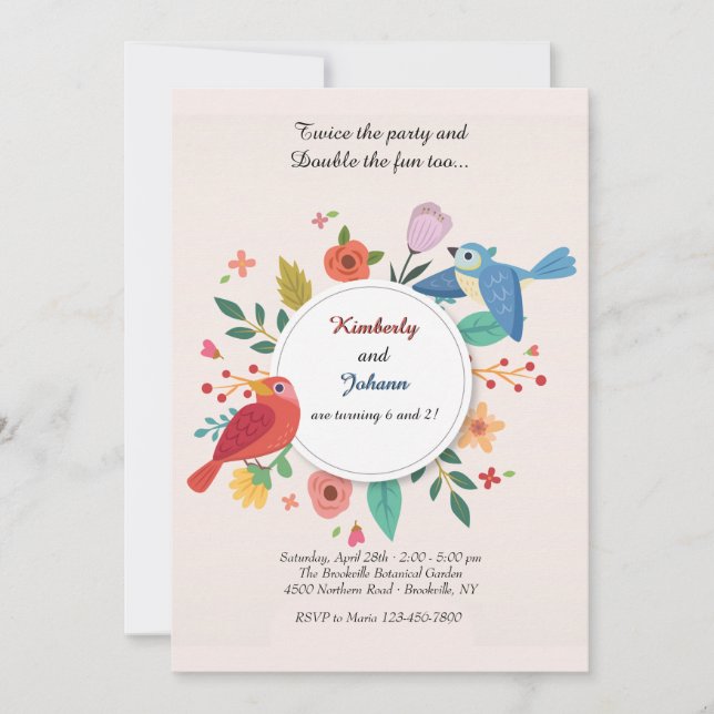 Invitation Robin et Blue Jay (Devant)