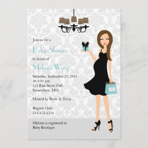 Invitation Robin Oeuf Bleu léopard Pregnant maman Baby shower