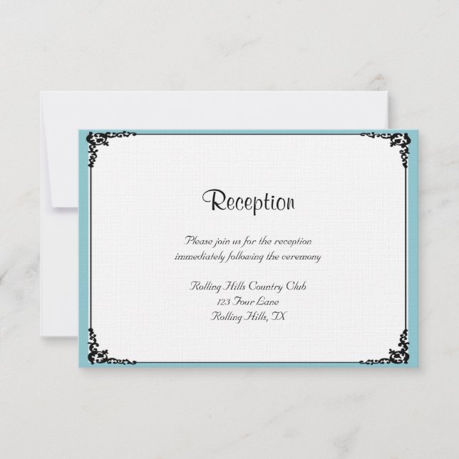 Invitation Robin Oeuf Bleu Posh Réception de mariage (Devant)