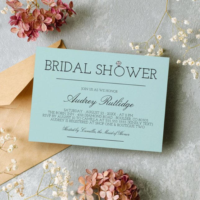 Invitation Robin's Oeuf Bleu - Anneau de diamant - Fête des m (Créateur téléchargé)