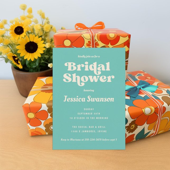 Invitation Robins Oeuf Crème Bleue Fête des mariées rétro (Créateur téléchargé)