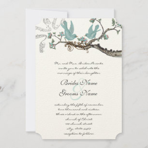 Invitation Robins vintage Mariage bleu oeuf