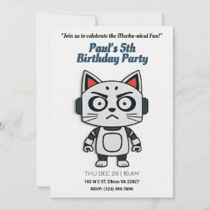 Invitation Robo Chat Anniversaire Feline Fun
